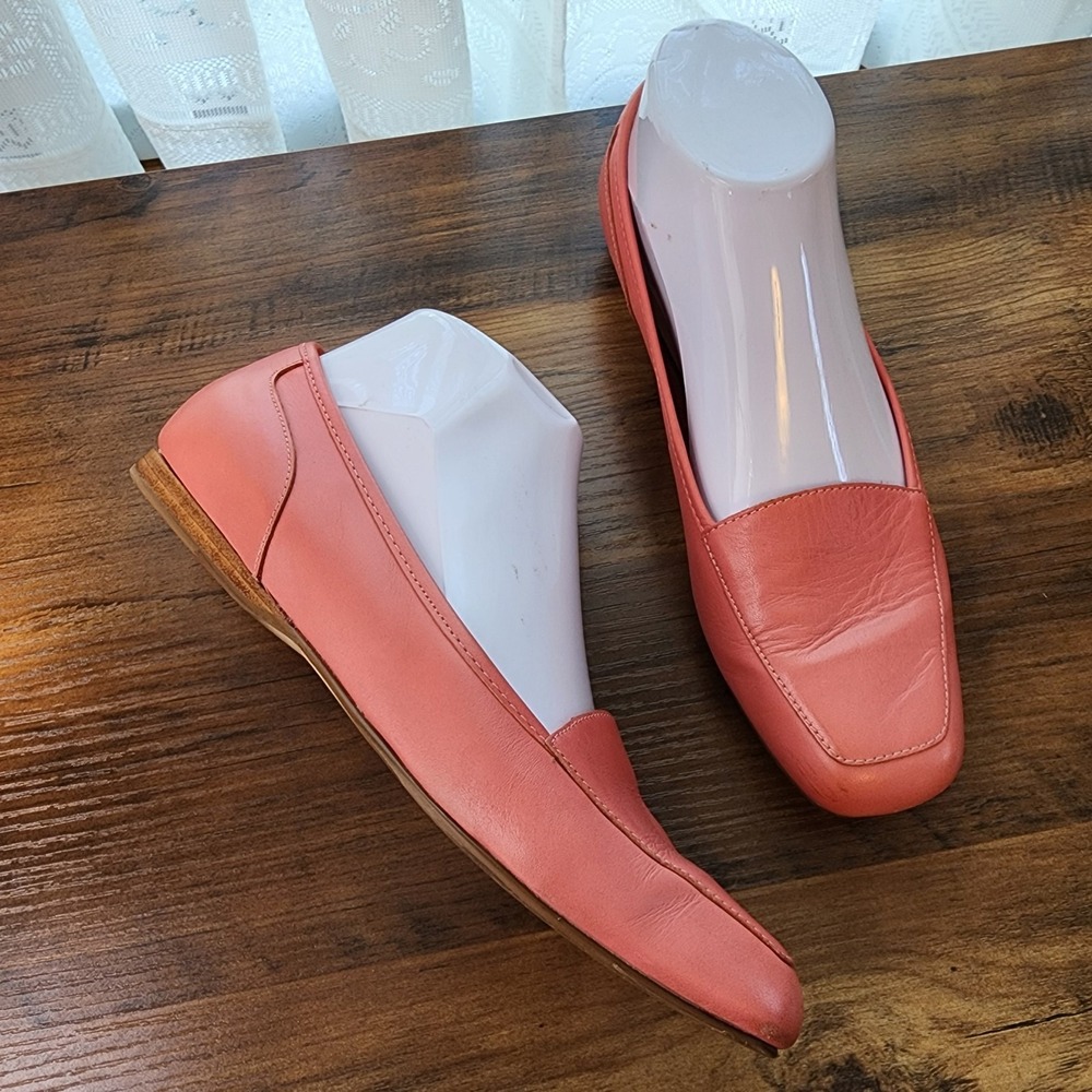 Enzo Angiolini Pink Leather Loafers Square Toe‎ Preppy Coastal Old Money Women 7